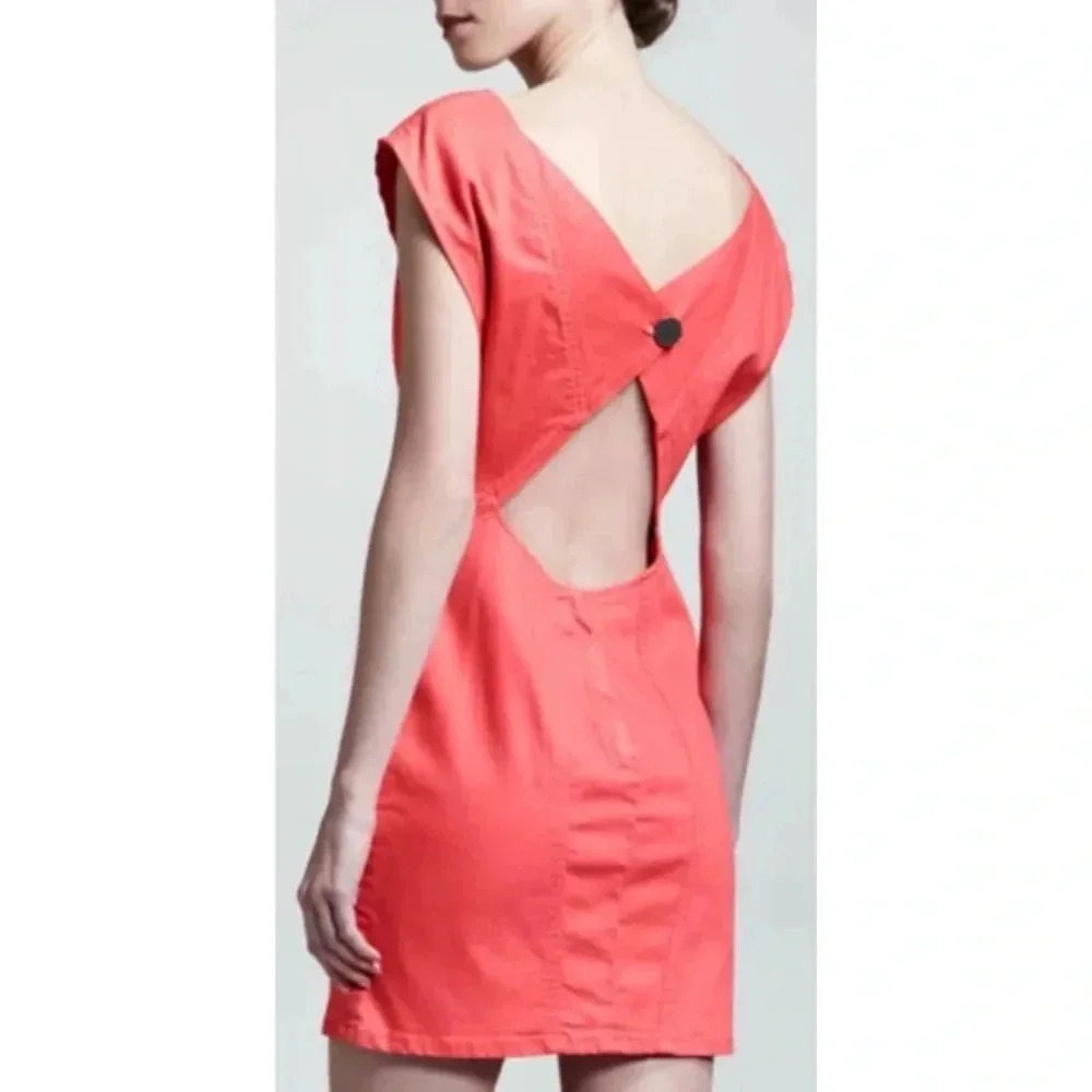 Women KELLY WEARSTLER orange Mineral Cap Sleeve Open Back Mini Dress Sz 6